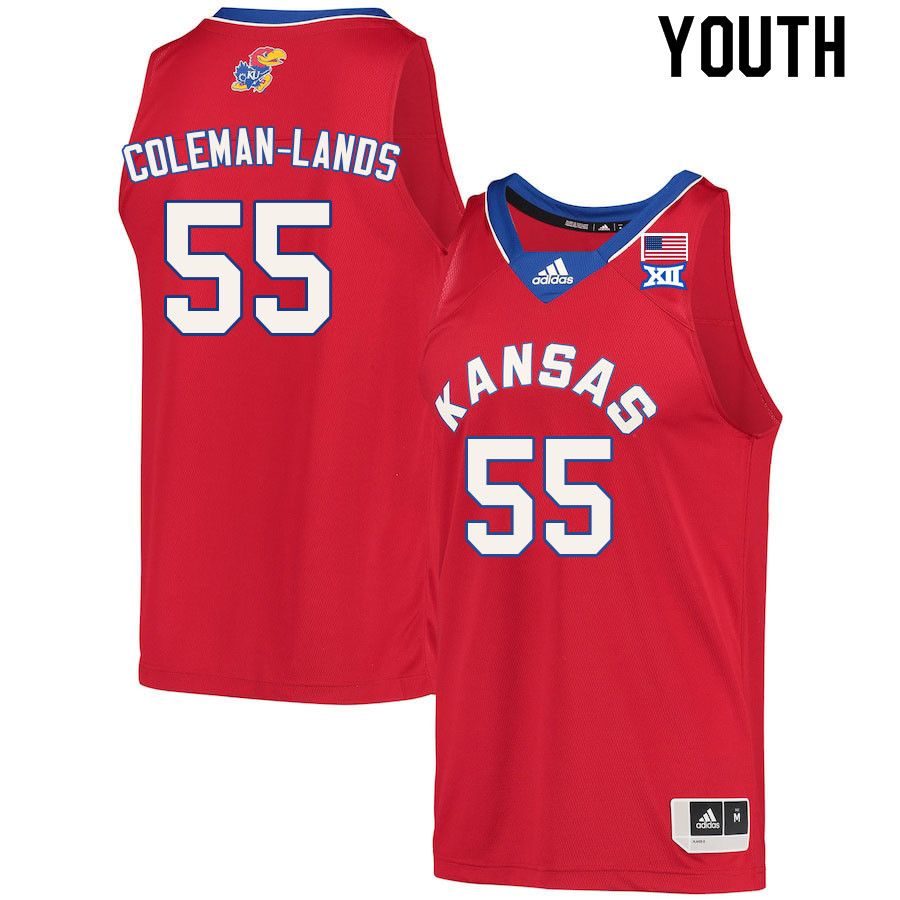 Youth #55 Jalen Coleman-Lands Kansas Jayhawks College Basketball Jerseys Sale-Red